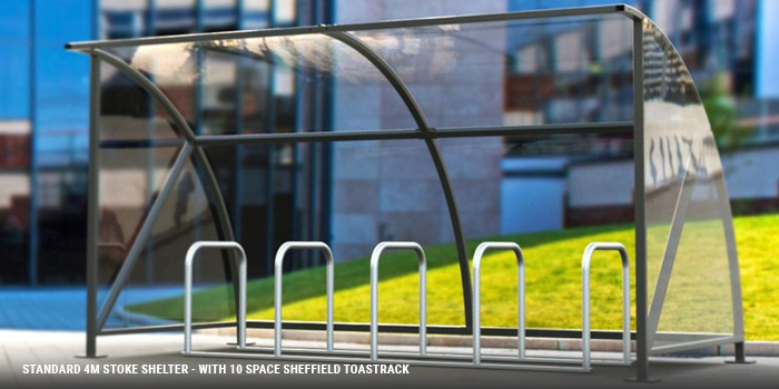 stoke shelter with sheffield toastrack cycle stand