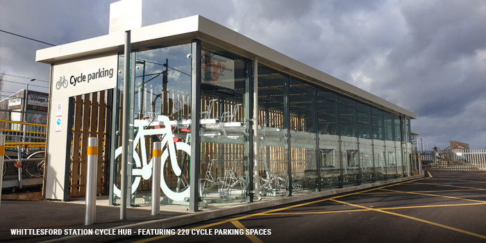 whittlesford station cycle hub featuring 220 cycleparking spaces