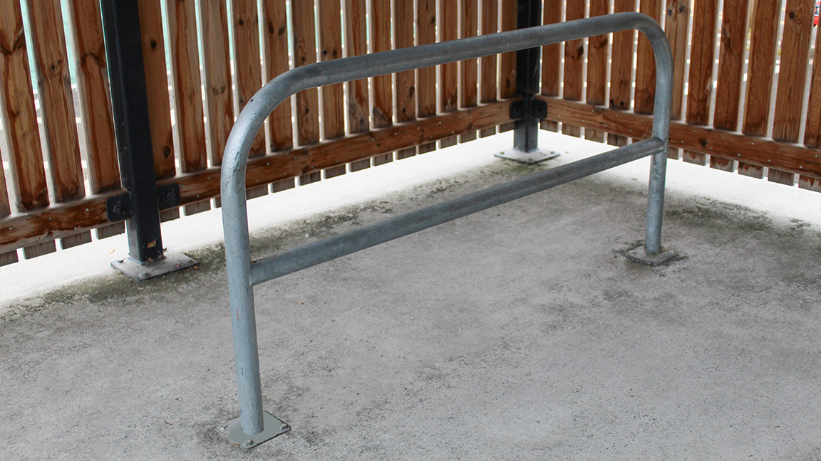 Cycle Hub with green roof and solar lighting - featuring bike parking including cargo bikes - plus repair station and bike pump