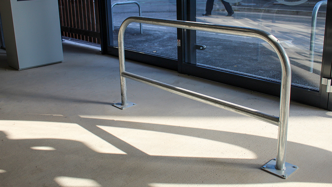 Cycle Hub with green roof - featuring bike parking including cargo bikes - plus repair station and bike pump